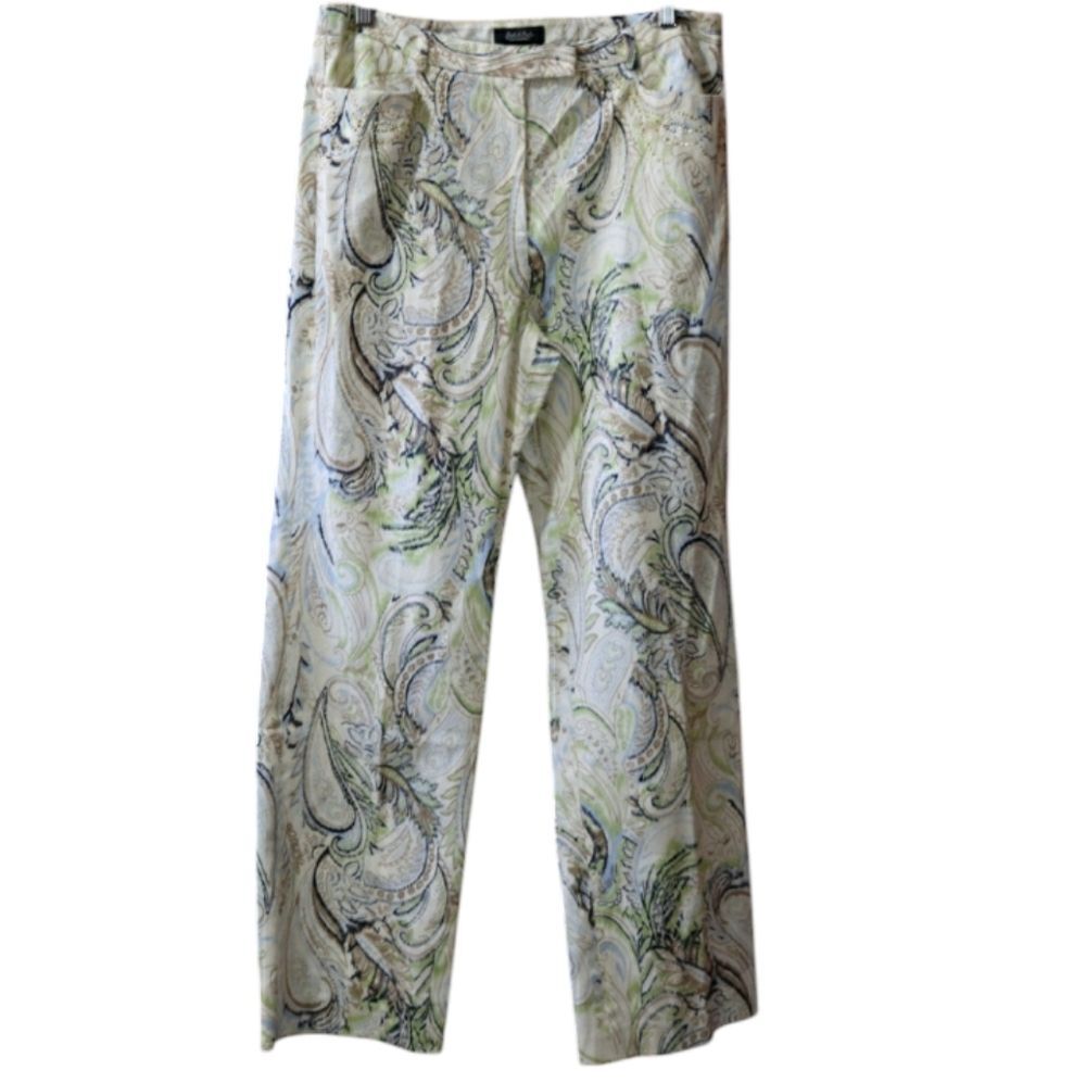 Peck Peck Vintage Denim Paisley Print Straight Wide Leg Jeans 10